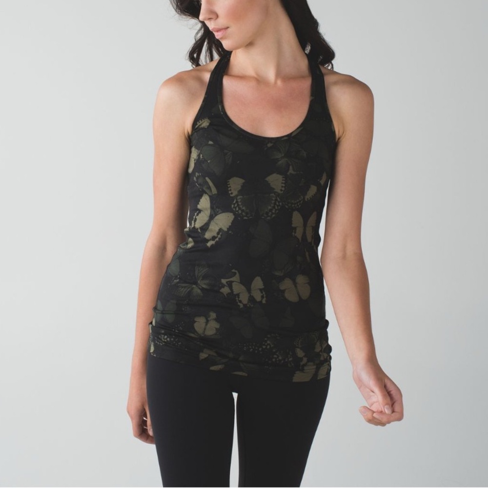 Lululemon Cool Racerback Biggie So Fly Butterfly Fatigue Green Blk Athleisure 6